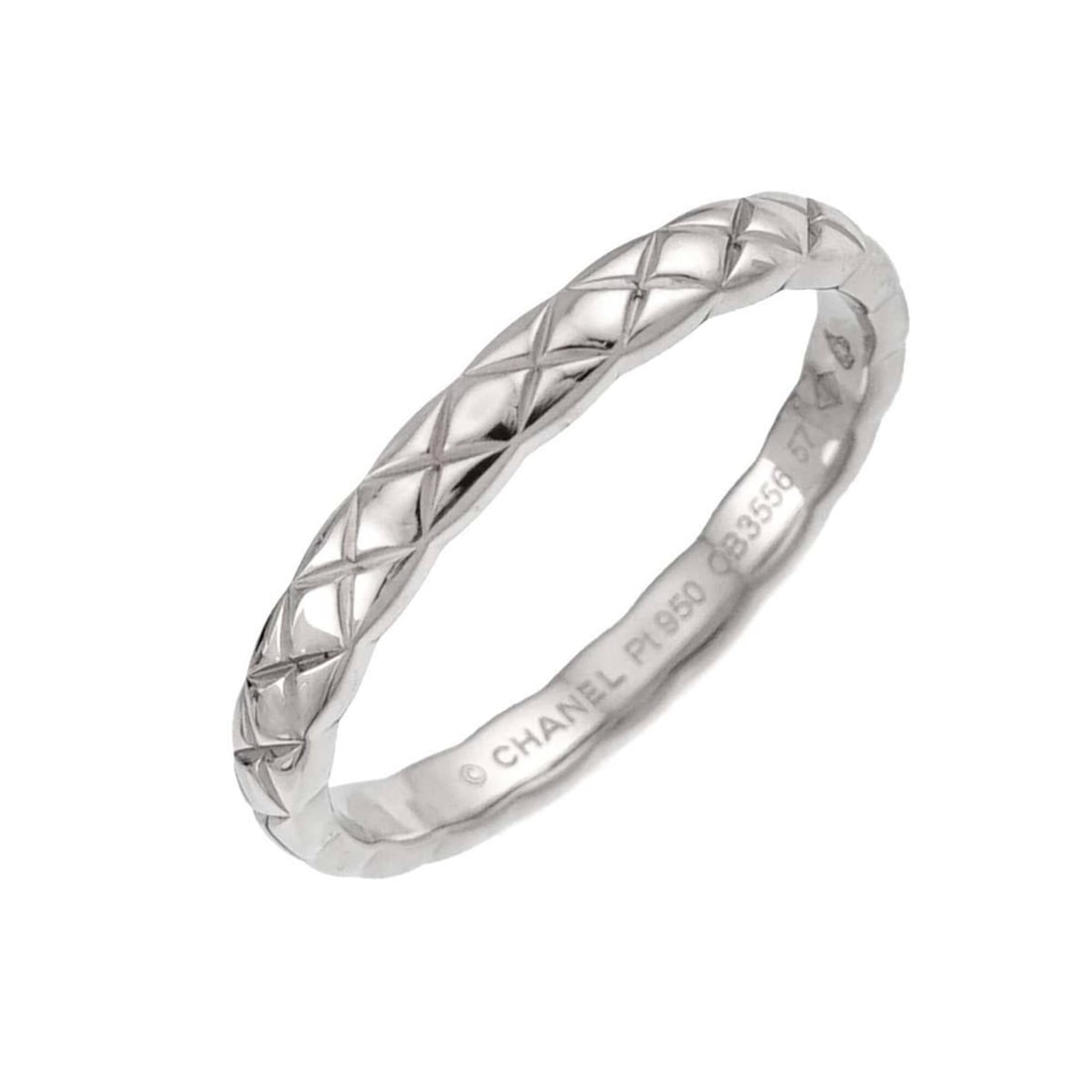 Chanel Coco Crush Small SM #57 Ring, Platinum, Matelassé Design.