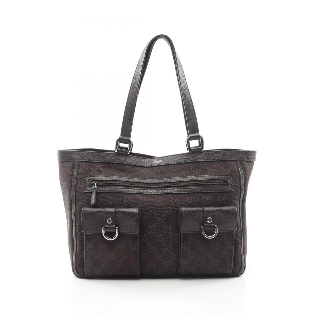 Gucci Abbey GG Pattern Tote Bag Handbag Canvas Leather Women's Brown 268639