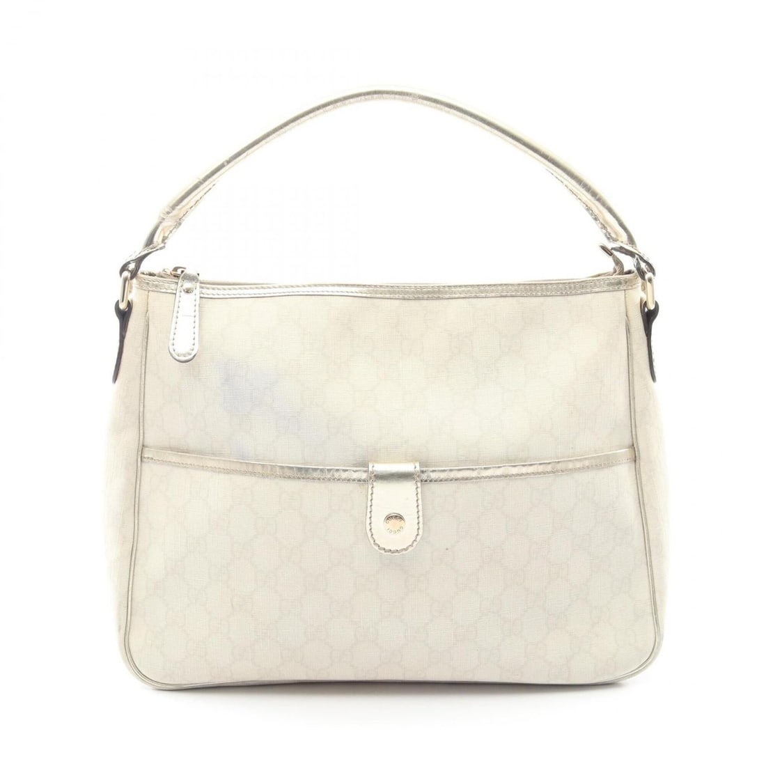 Gucci GG Supreme Shoulder Bag/Handbag, Coated Canvas and Leather, Women's, Ivory/Gold Tone, Item