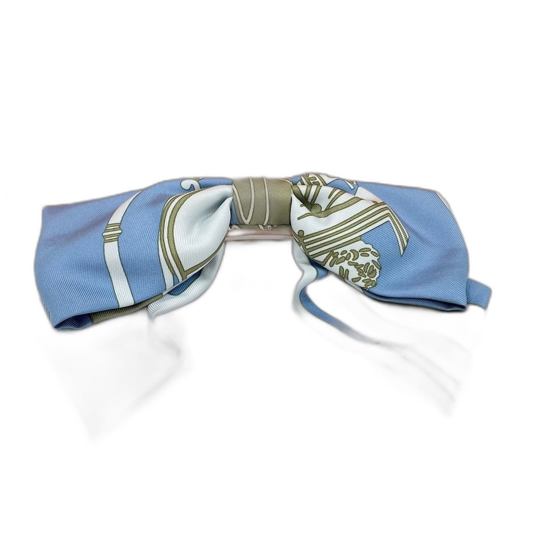HERMES Grenelle Ex-Libris Barrette Hair Accessory, Silk, Blue