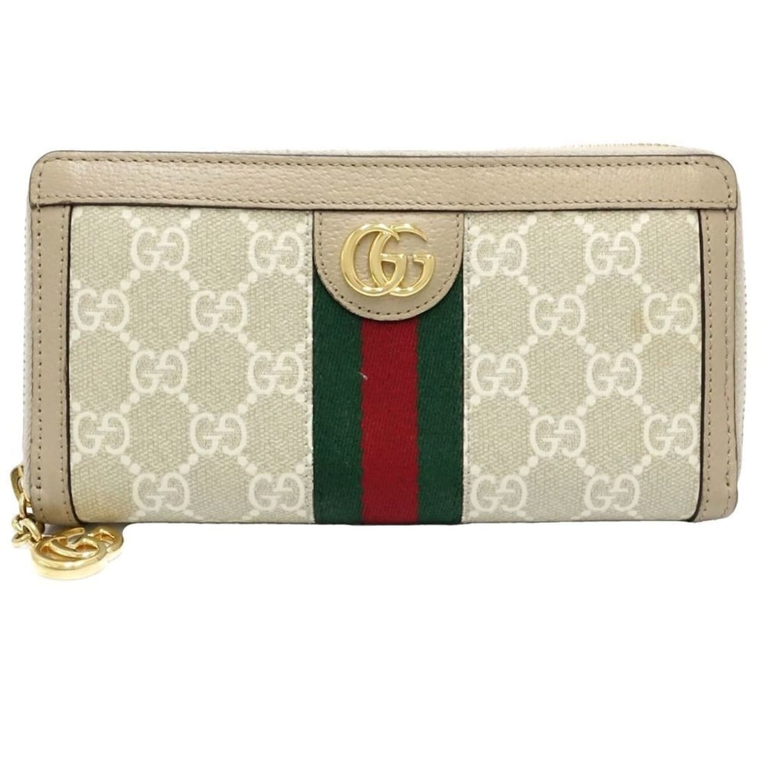 GUCCI Ophidia Zip-Around Wallet, GG Supreme Canvas, Navy, Women's, Item Number 182255