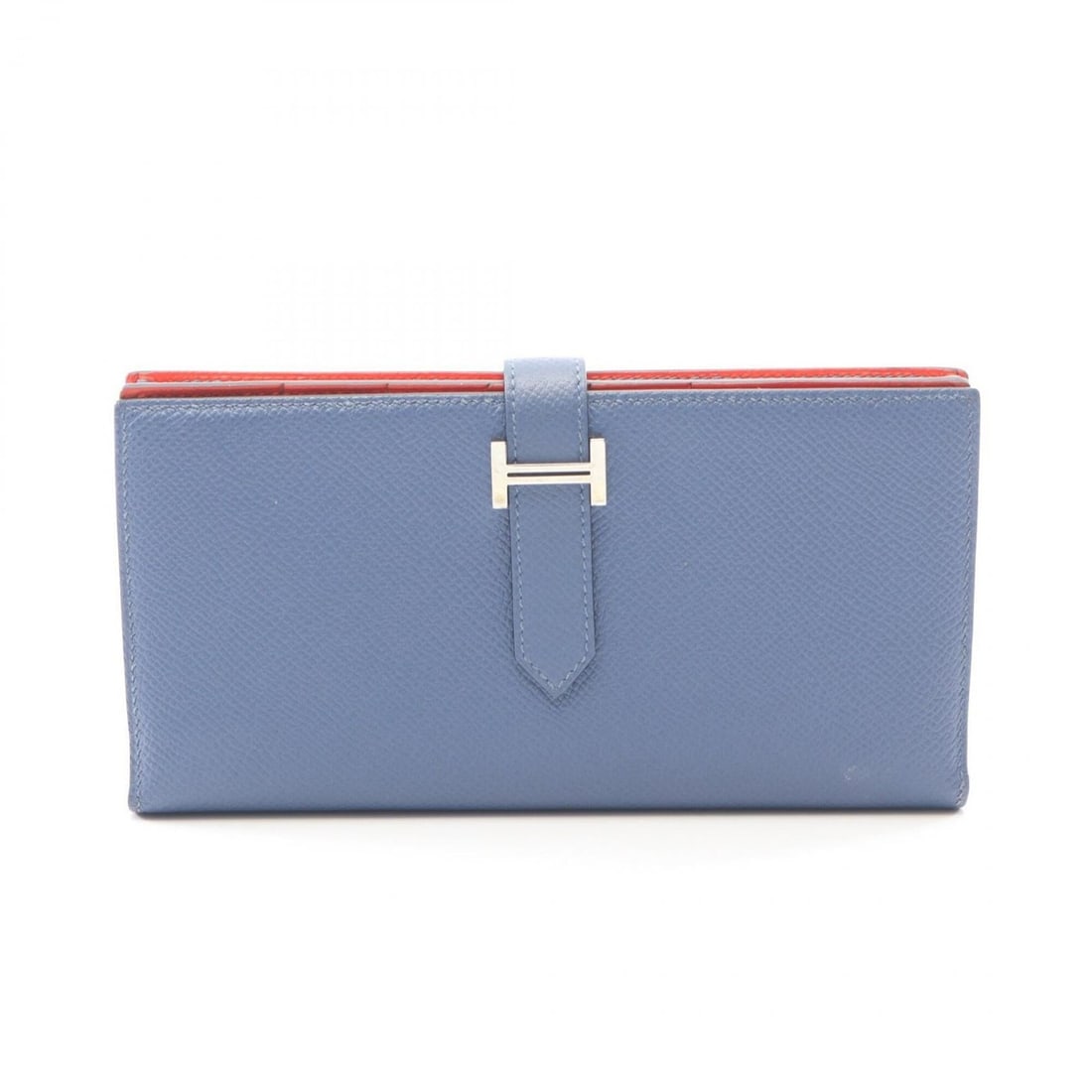 Hermes Bearn Soufflé Verso Bi-fold Long Wallet, Leather, Veau Epsom, Women's, Blue/Capucines: --- Catalog ---Category: SizeSize (HxWxD): 9cm x 17.5cm x 2cm / 3.54'' x 6.88'' x 0.78''Category: DesignType: Long wallet (bi-fold)Color: Blue, CapucineGender: WomenMaterial: Epsom leather Category: G