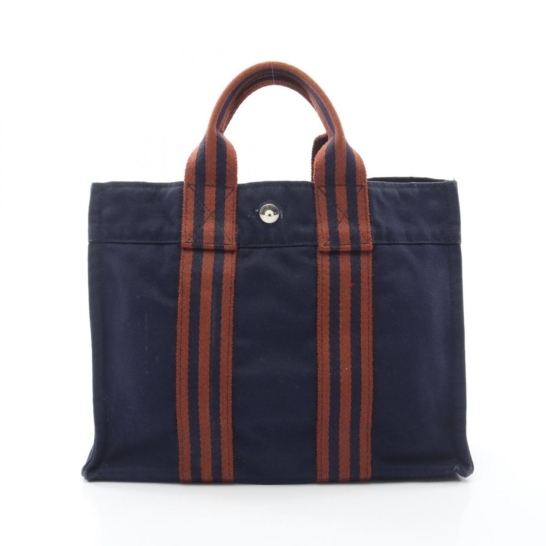 Hermes HERMES Fourre-Tout PM Tote Bag Handbag Canvas Women's Navy Brown
