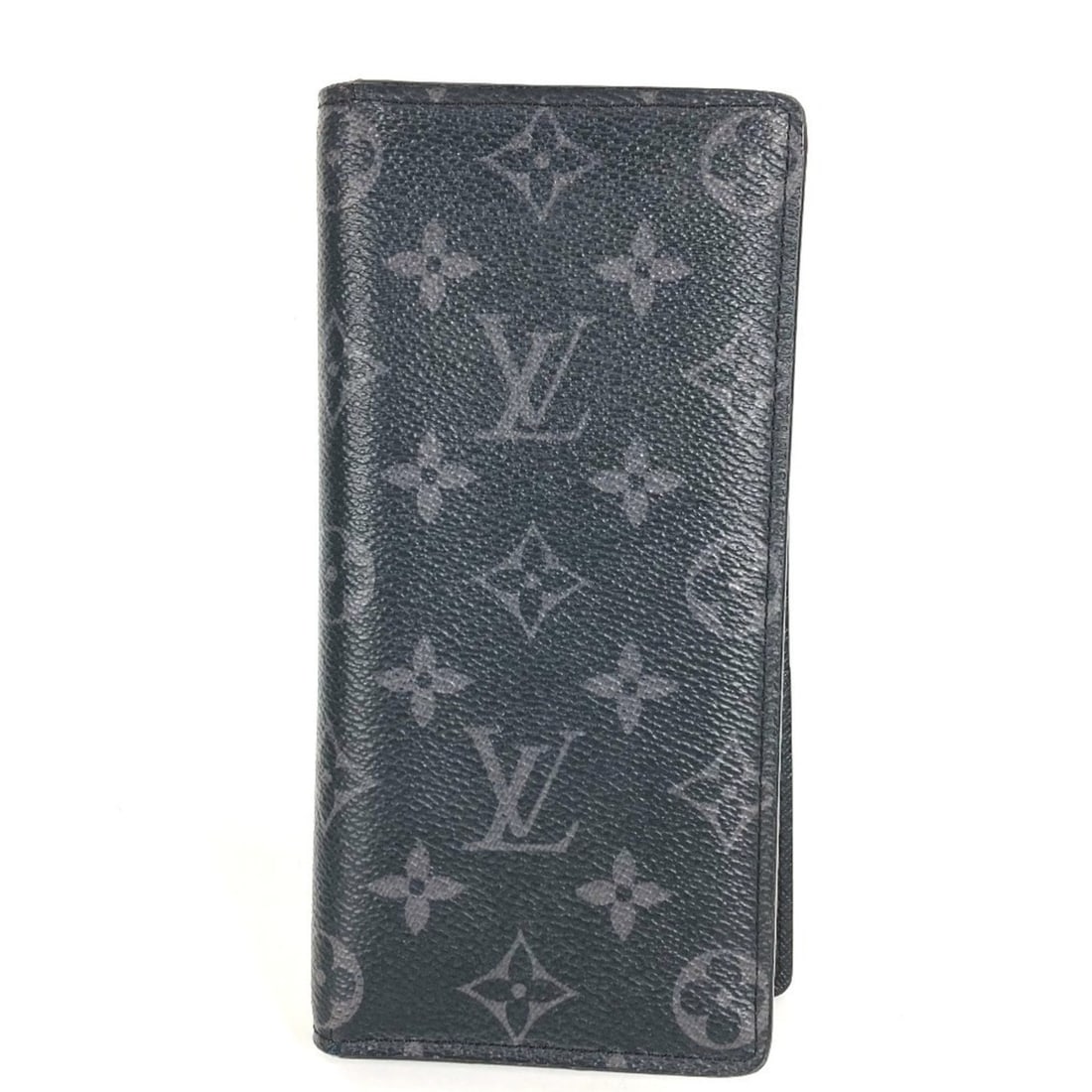 LOUIS VUITTON M61697 Monogram Eclipse Portefeuille Brazza Wallet, Long Bi-fold Canvas, Men's and