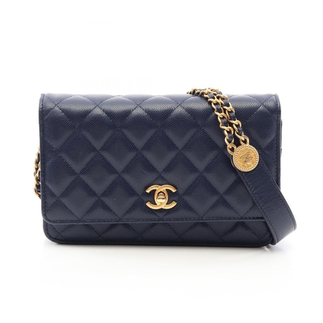 Chanel Matelassé Shoulder Bag/Handbag, Caviar Leather (Grained Calfskin), Women's, Navy, AP2840