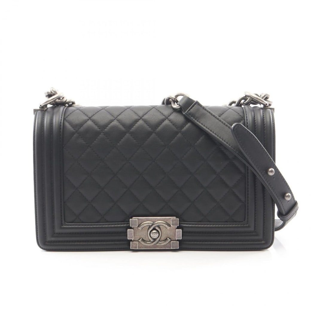 Chanel Boy Shoulder Bag/Handbag, Lambskin Leather, Women's, Black, A67086