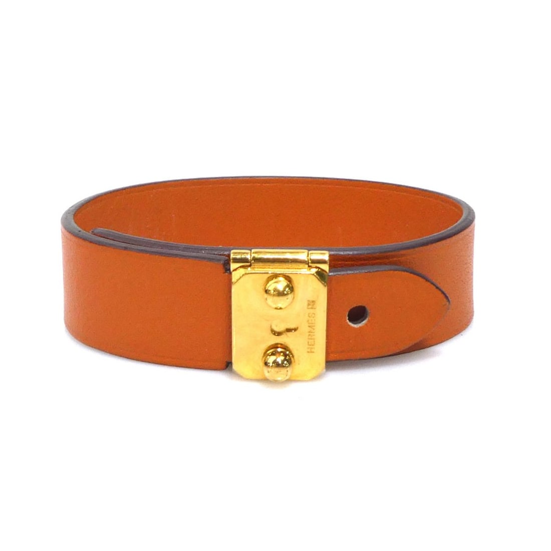 Hermes Hermès Sac Adepeche Leather Bracelet in Orange and Gold for Women, Free Shipping, r11081a