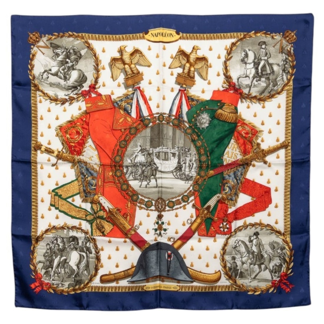 Hermes Hermès Carré 90 NAPOLEON scarf/muffler in multicolored silk for women.
