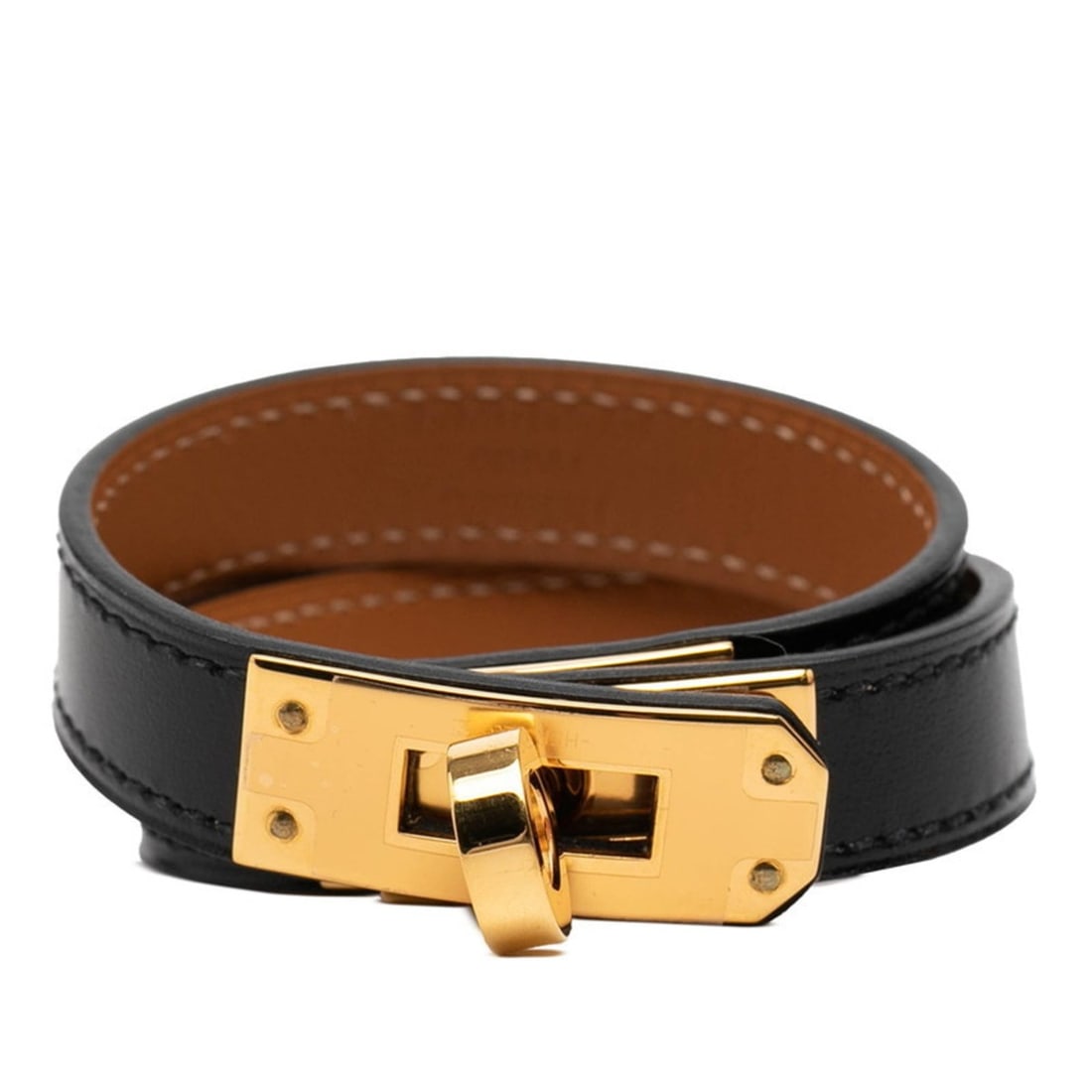 Hermès Kelly Double Tour Bracelet T1 Black Gold Hardware Box Calf Leather Plated Women's HERMES (1 of 6)