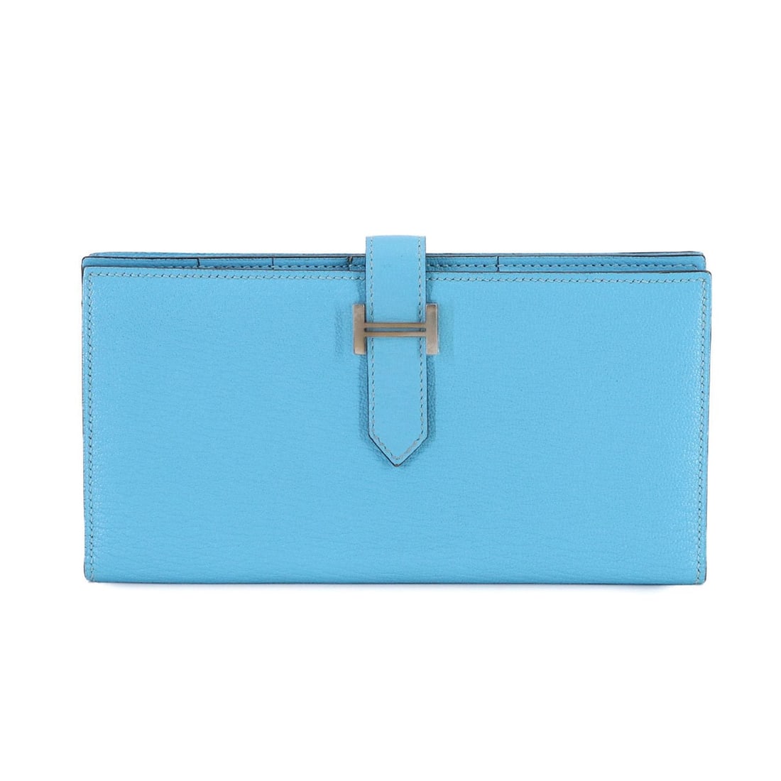 Hermes Hermès Bearn Soufflet Bifold Long Wallet, Chevre Celeste, C Stamp, Silver Hardware: --- Catalog ---Category: SizeSize (HxWxD): 9cm x 17.5cm x 1.5cm / 3.54'' x 6.88'' x 0.59''Category: DesignType: Long wallet (bi-fold)Color: Blue, CelesteGender: Women,MenMaterial: Chevre leather Categ