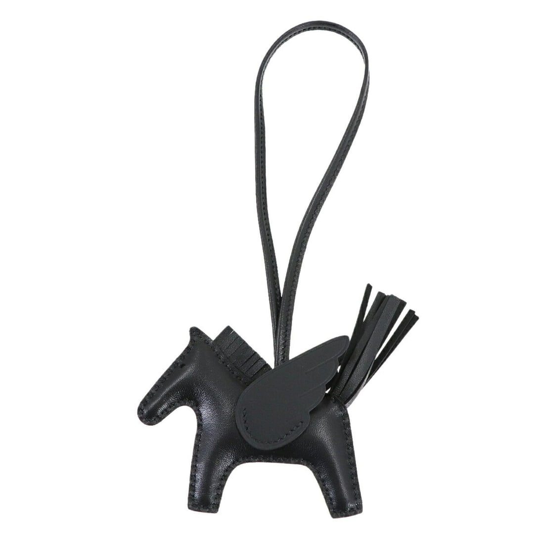 Hermes Hermès So Black Rodeo Pegasus PM Accessory Bag Charm, Anjo Miro K Stamp,