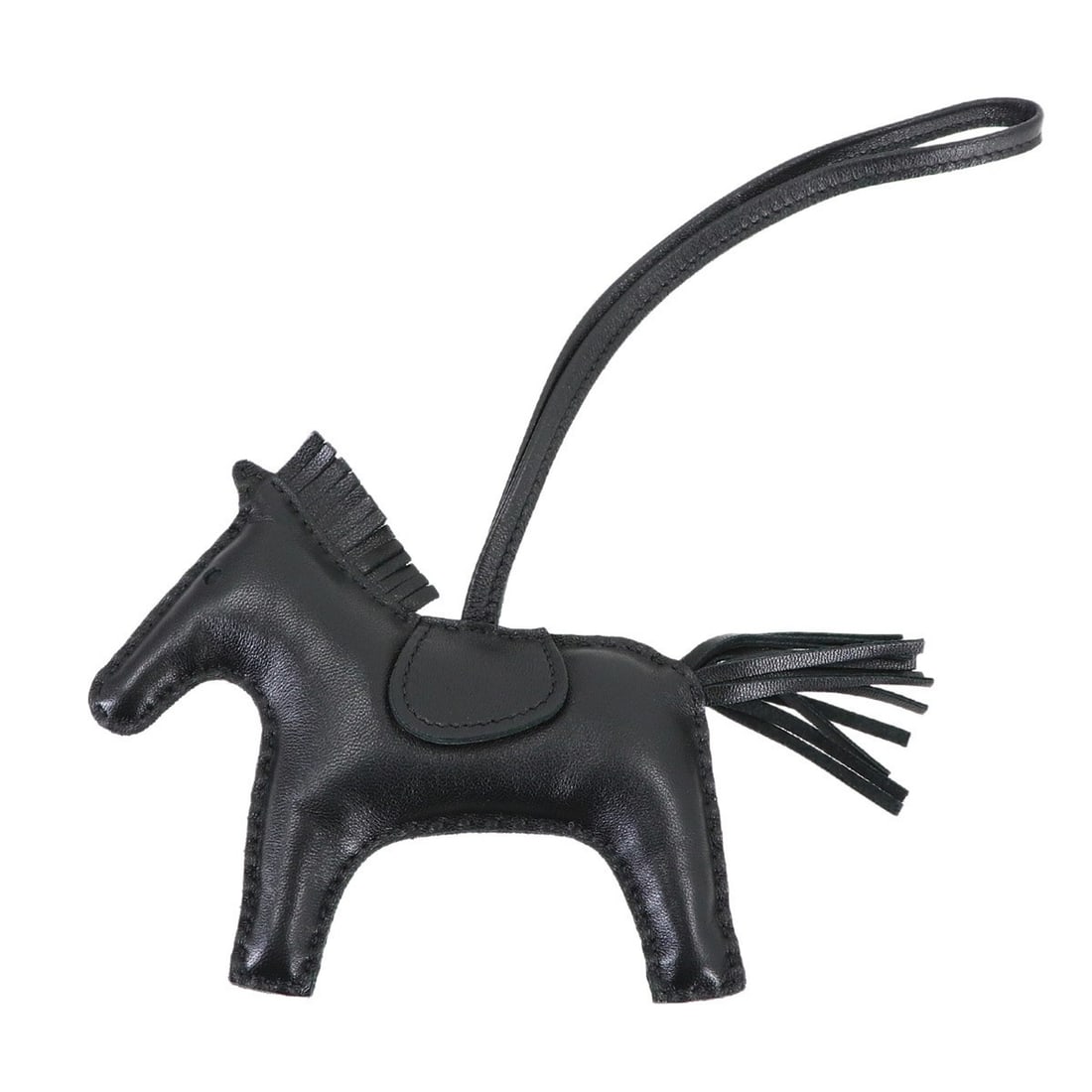Hermes Hermès Rodeo MM handbag charm, Anjou Milo, So Black, Z engraved.