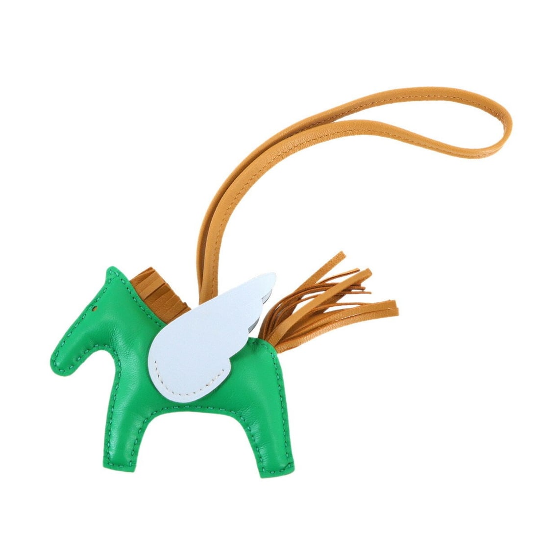 Hermes Hermès Rodeo Pegasus PM handbag charm in Anjou Milo mint, sesame, and blue brume with a Z