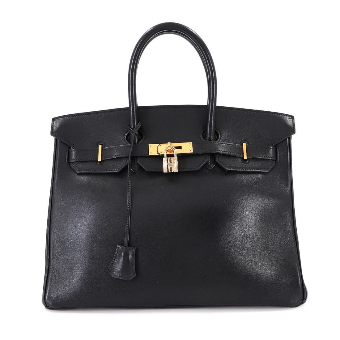Hermes Hermès Birkin 35 Evercalf Black Handbag with ?X Stamp, Made in 1994, Gold Hardware