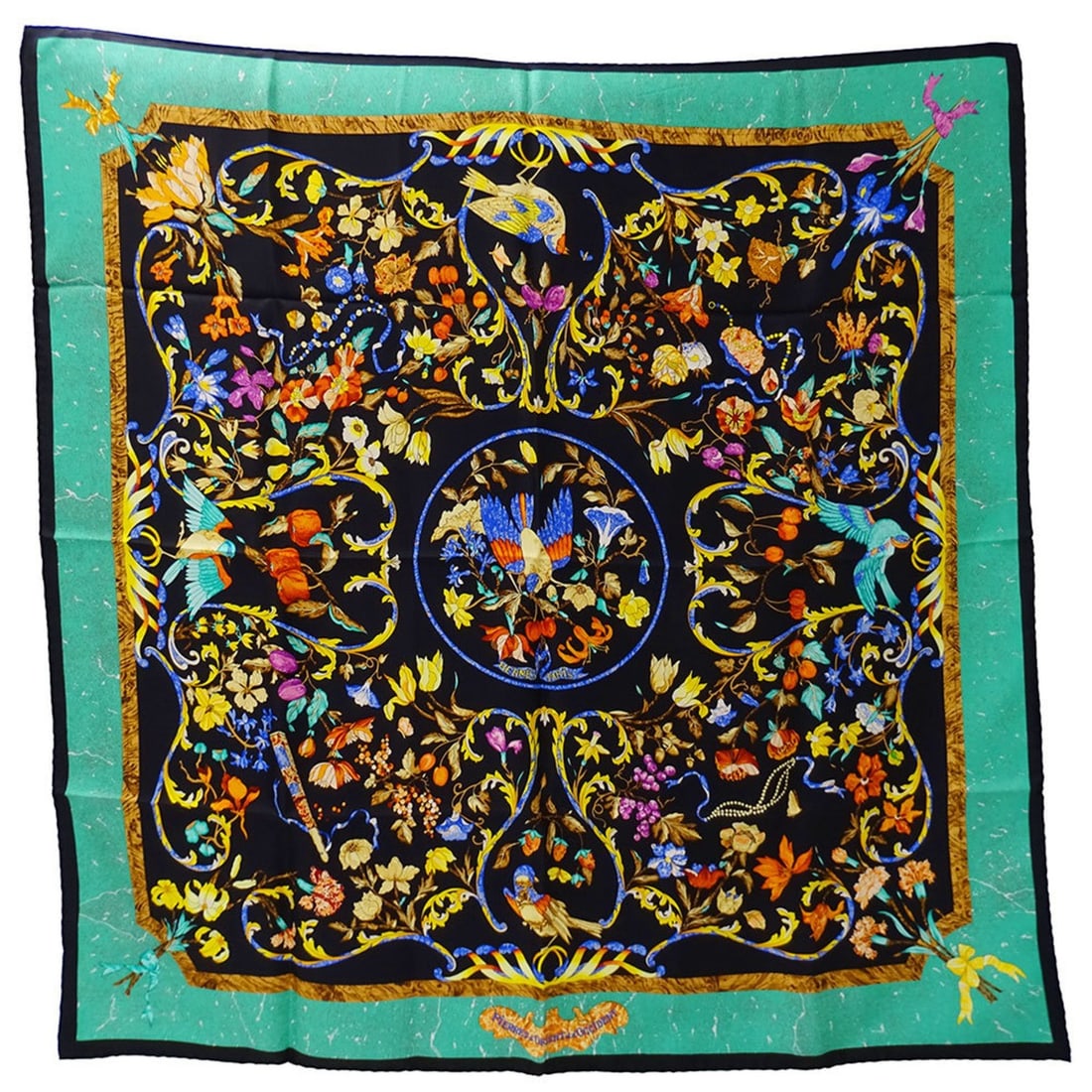 Hermès HERMES scarf/muffler for women, brand Carré 90, featuring Eastern and Western stonework.