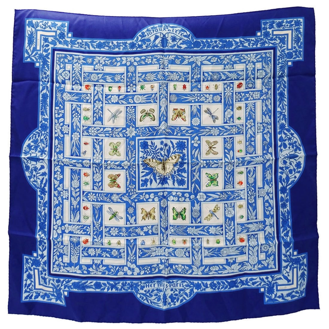 Hermès HERMES scarf/muffler for women, brand name "Carré 90 Joyaux de l'ete" summer jewel, silk,