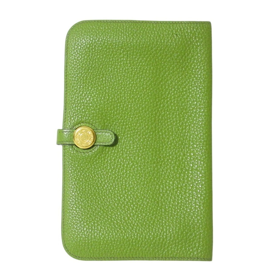 HERMES Dogon GM Taurillon Clemence Long Wallet Green Women's
