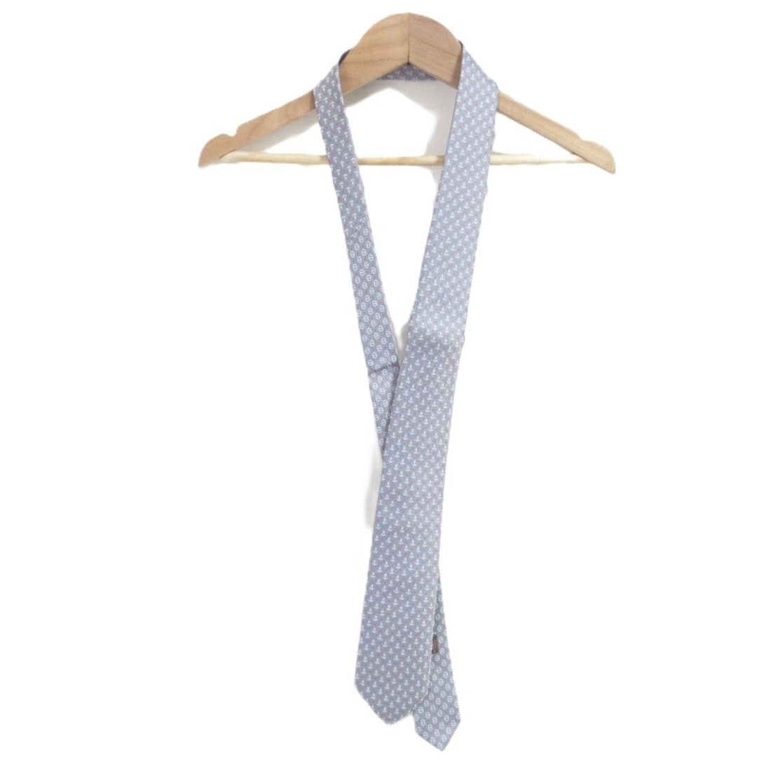 HERMES Men's Regular Silk Tie in Gray with Small Pattern - 5