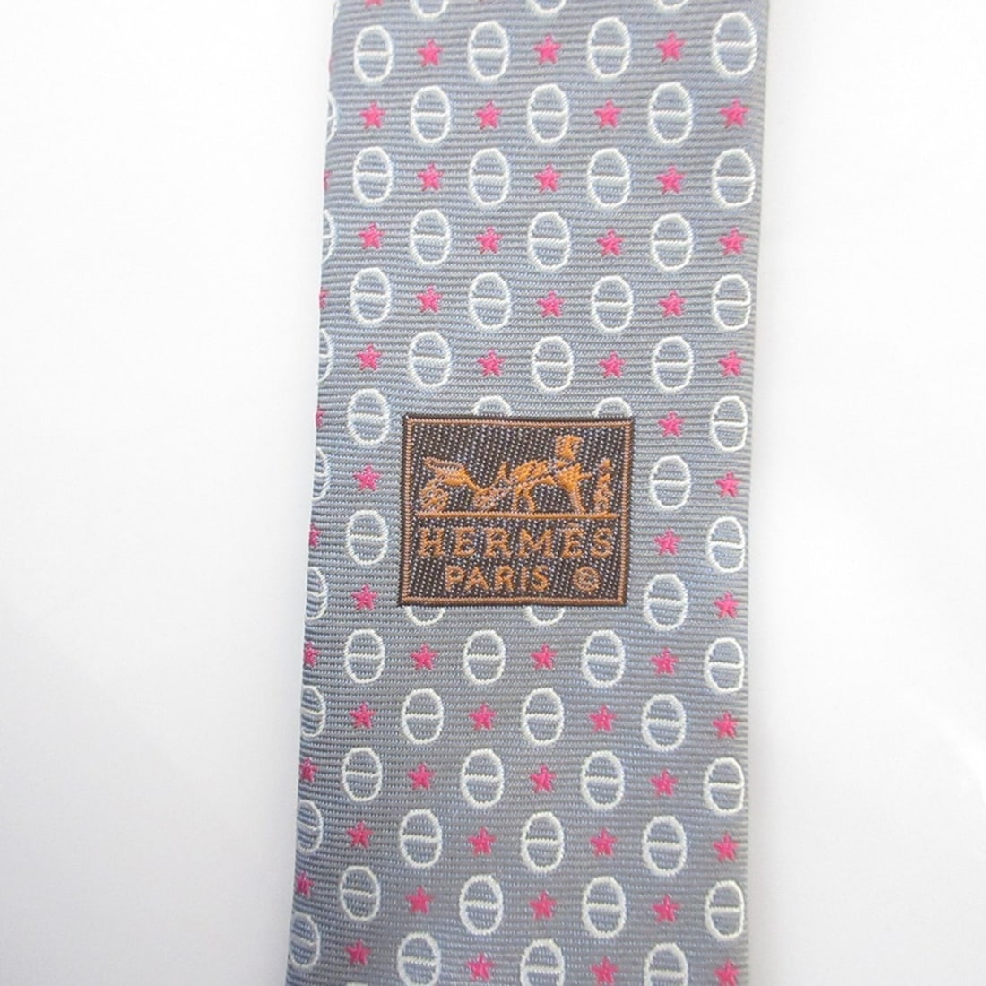 HERMES Men's Regular Silk Tie in Gray with Small Pattern - 6