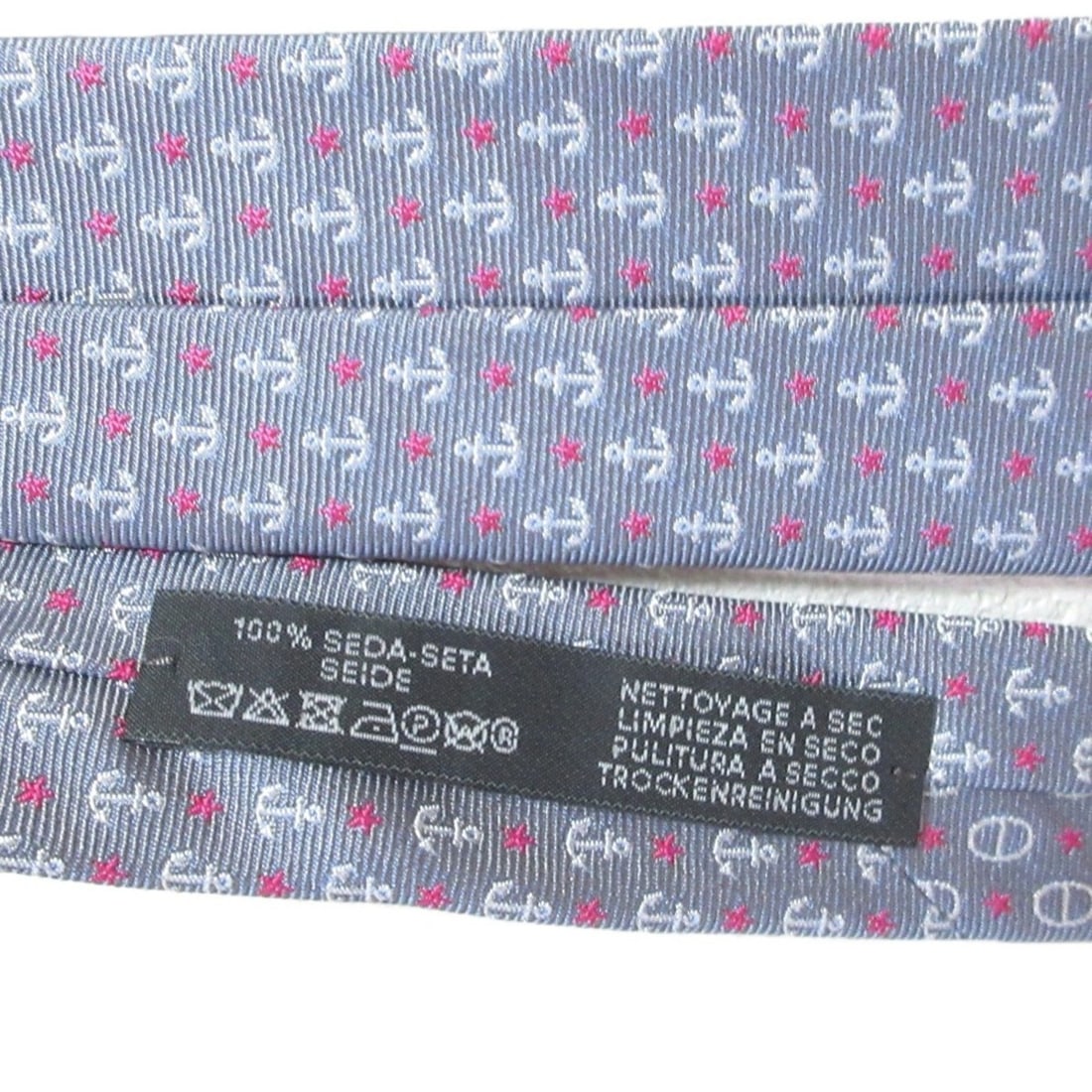 HERMES Men's Regular Silk Tie in Gray with Small Pattern - 7