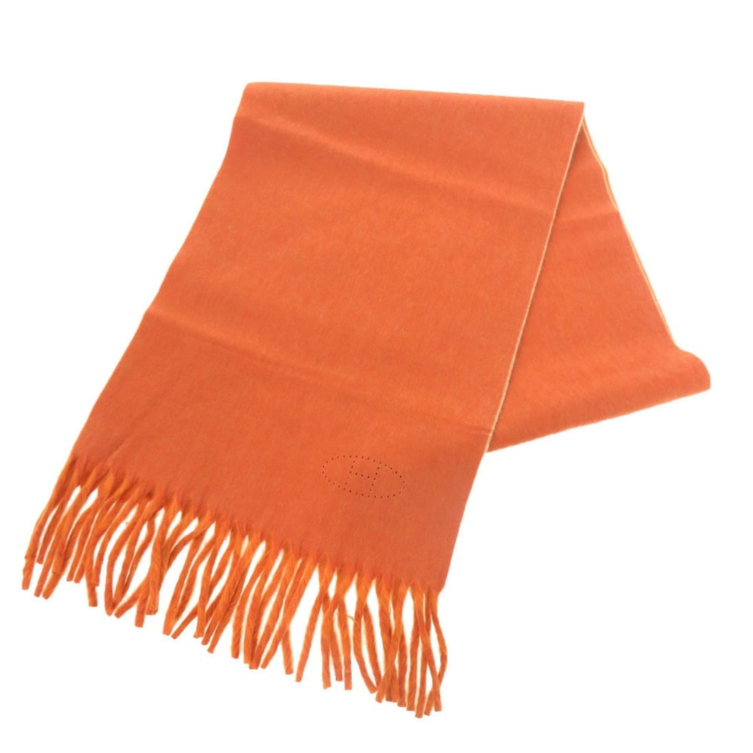 Like new Hermes logo cashmere orange scarf 0784HERMES (1 of 10)