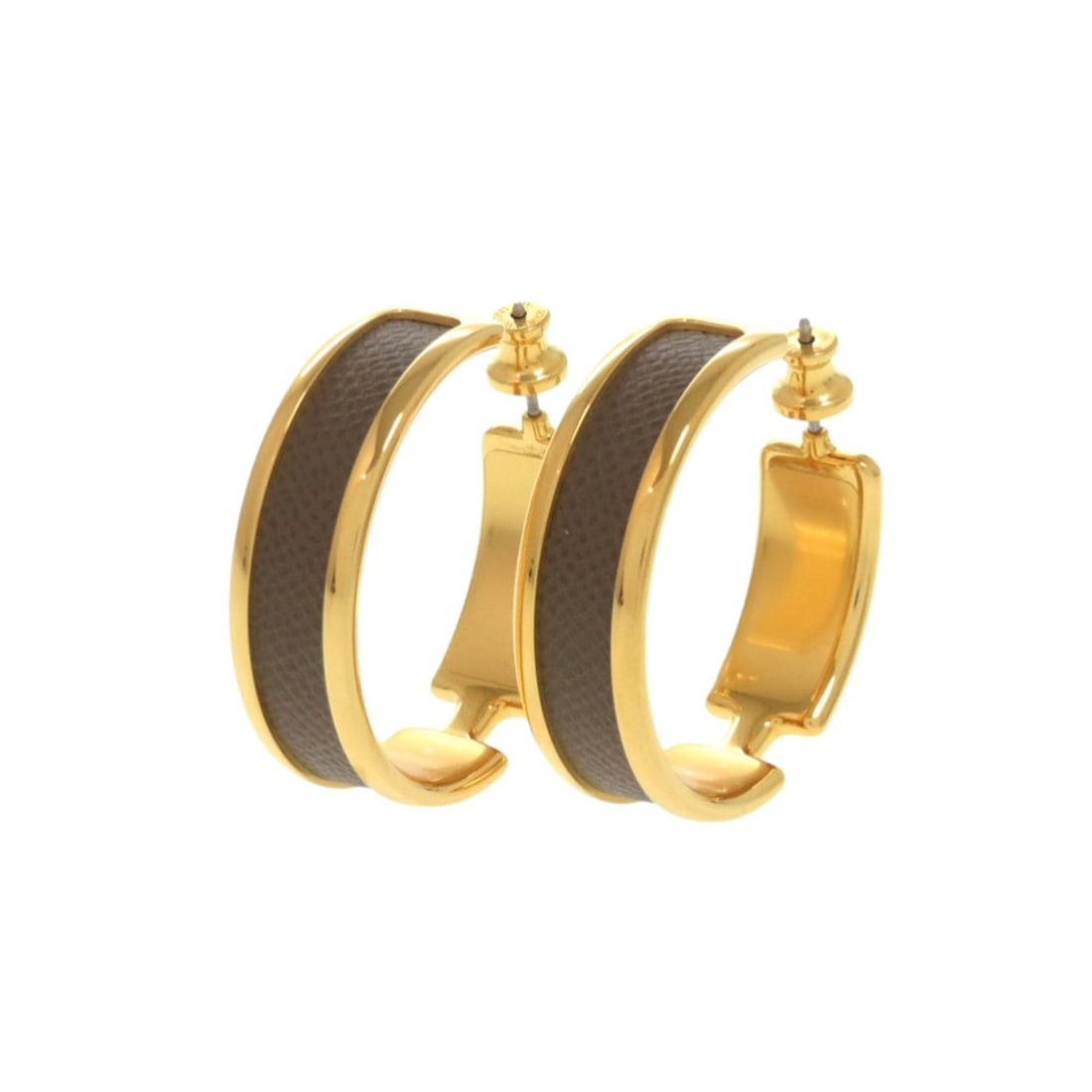 Unused Hermès Olympe Etoupe earrings with gold hardware, 1567 HERMES