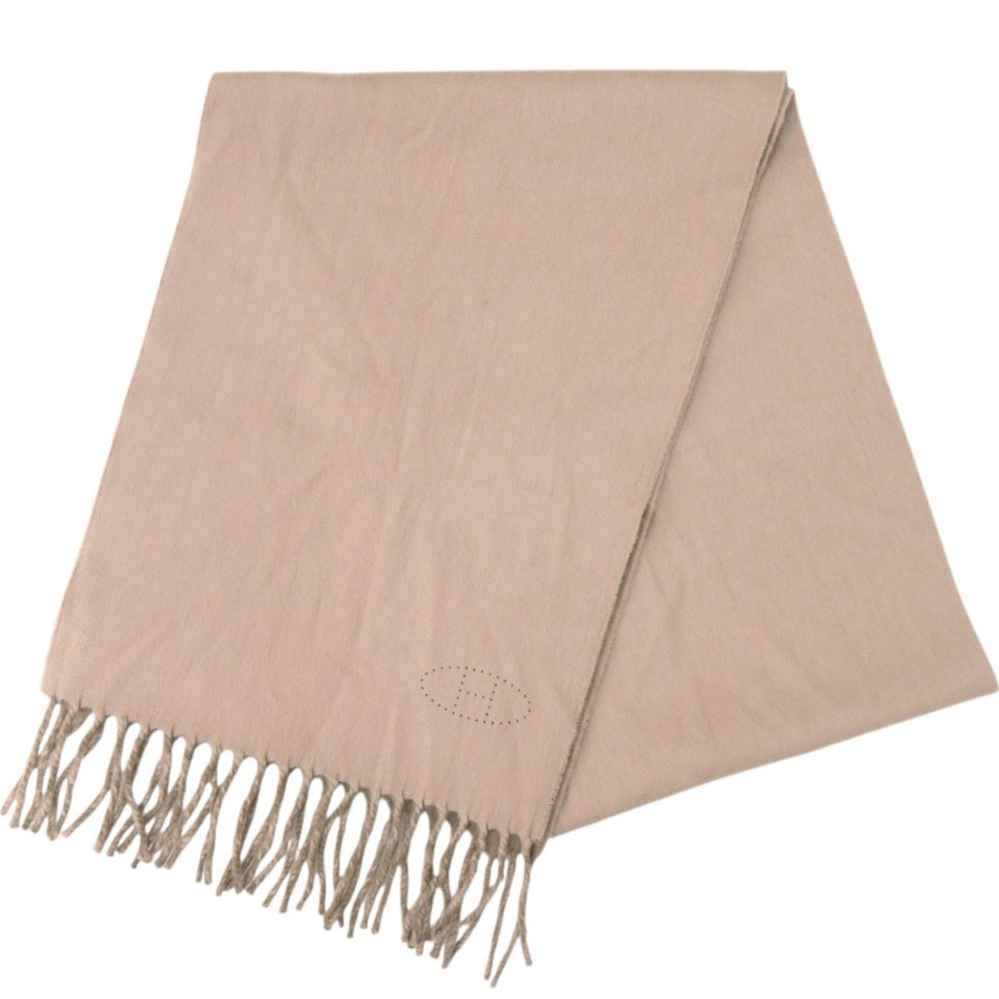 Excellent condition Hermès Evelyn fringed cashmere beige scarf 0788HERMES