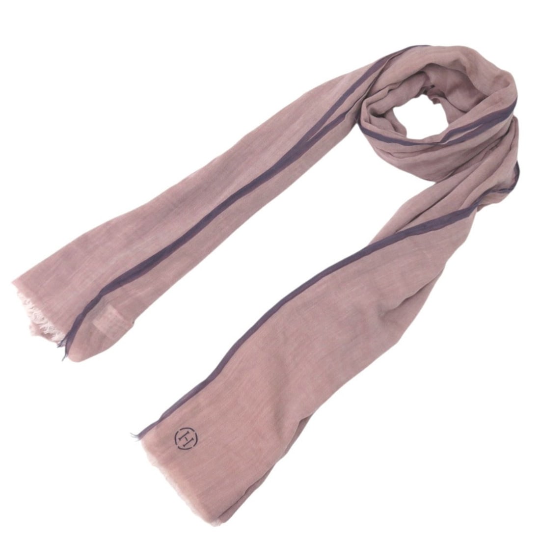 Excellent condition Hermès Naoshima shawl cotton in pink, marine, and navy. 0794HERMES