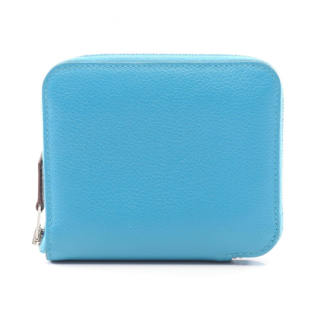 Hermes Hermès Azap Compact Silkin Round Wallet Leather Evercolor Women's Blue