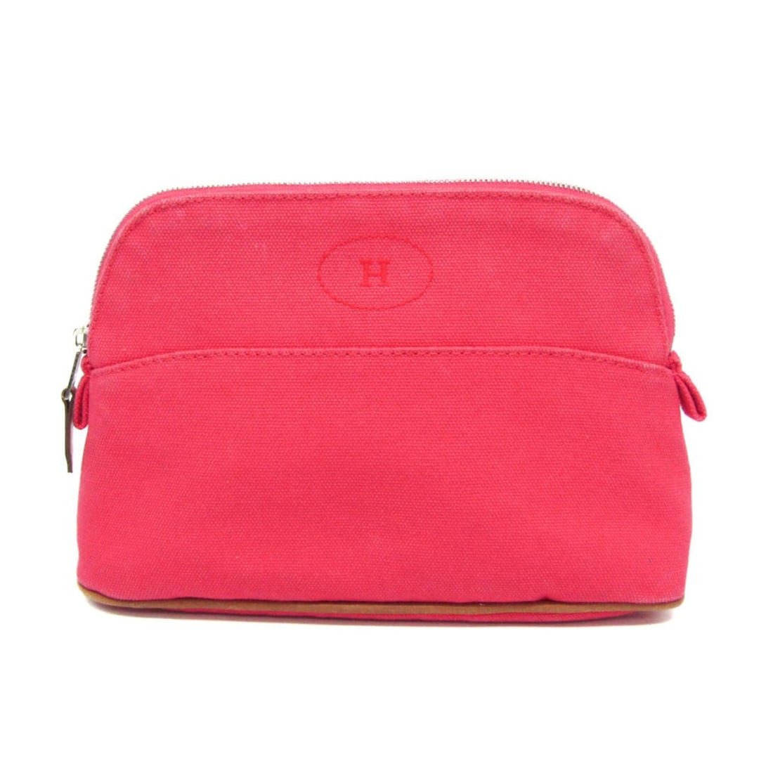 Hermes Bolide Mini Women's Cotton,Leather Pouch Brown,Pink