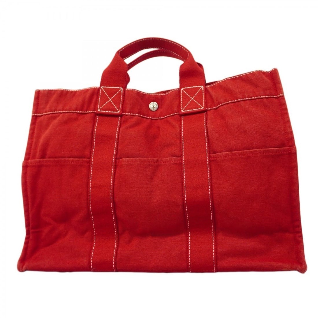 Hermes Deauville MM Canvas Tote Bag, Red, Women's