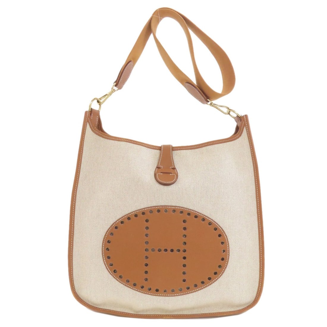 Hermès Evelyne 1 GM Gold Toile H Shoulder Bag with Hardware, Women's HERMES