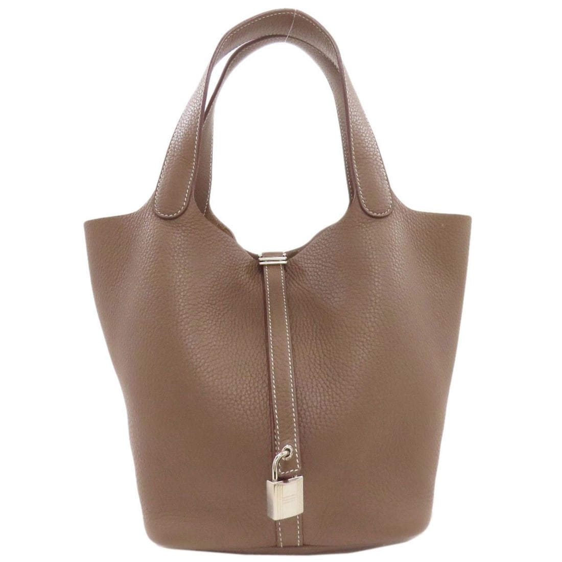 Hermès Picotin Lock MM Etoupe Handbag with Silver Hardware, Taurillon, Women's, HERMES
