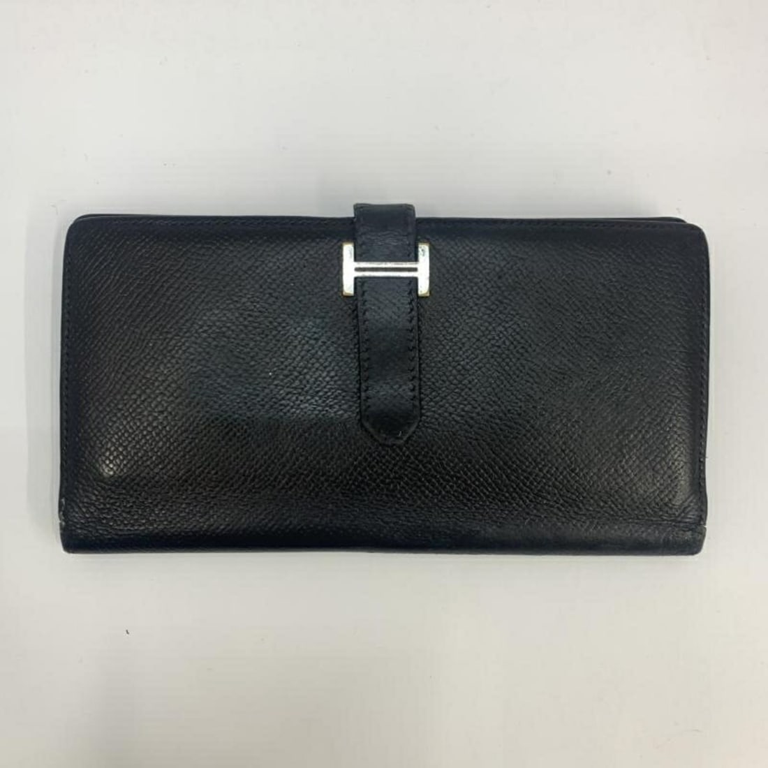 Hermes Bearn soufflet long wallet in black