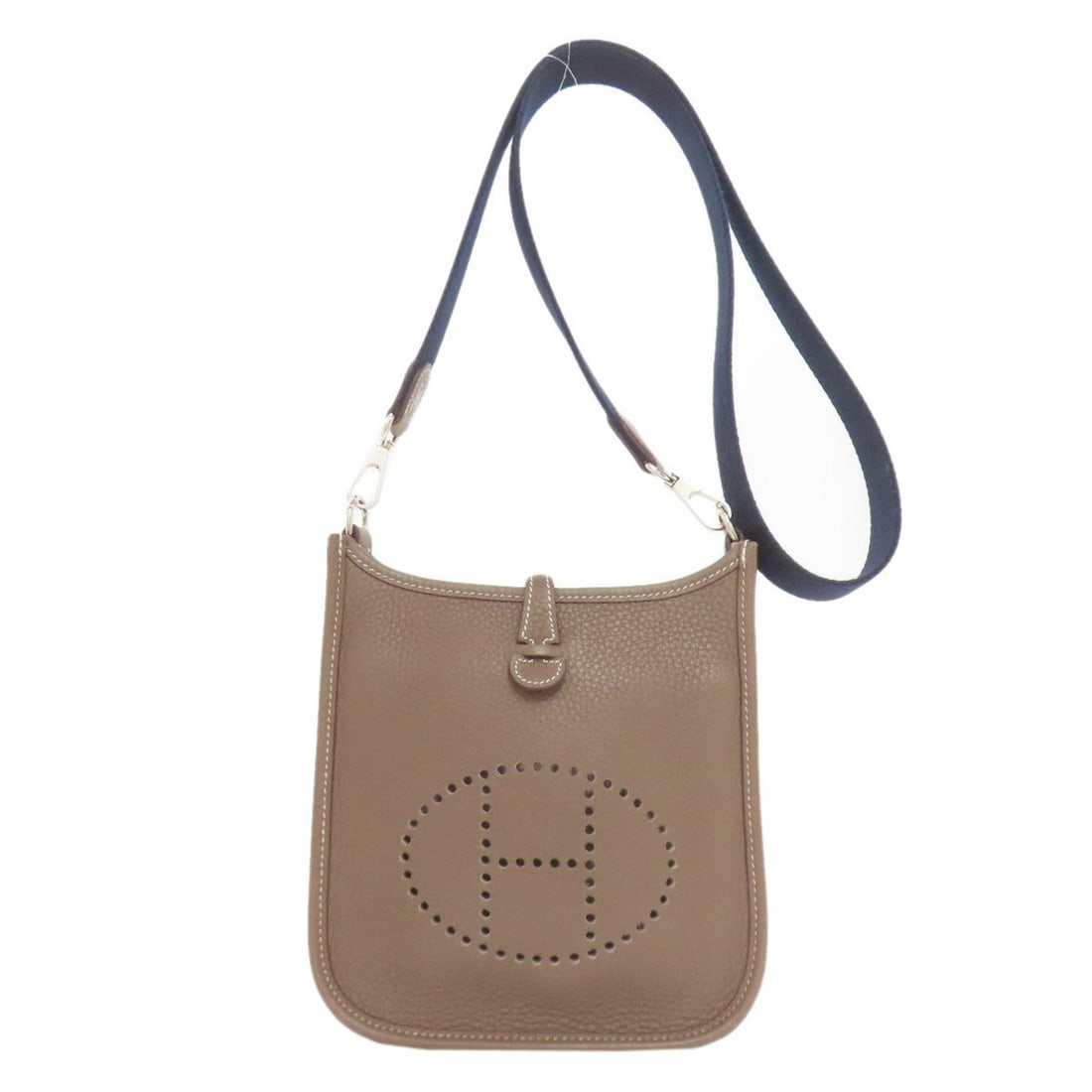 Hermès Evelyn TPM Etoupe Shoulder Bag with Silver Hardware, Taurillon, Women's, HERMES