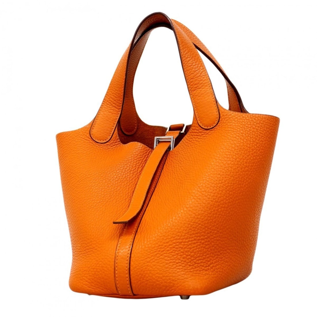 Hermes Hermès Picotin PM Handbag in Taurillon Clemence Leather, Orange, with I Stamp