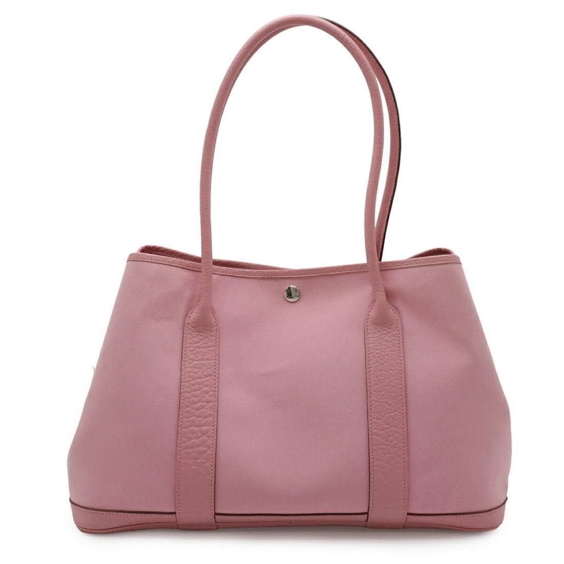 HERMES Garden Shoulder Tote Bag, Toile Officier Leather, Pink, O Stamp: --- Catalog ---Category: SizeWeight: 720g / 1.58lb.Size (HxWxD): 24cm x 38.5cm x 16cm / 9.44'' x 15.15'' x 6.29''Category: DesignType: Shoulder bag, Tote bagColor: PinkGender: WomenMaterial: Toile off