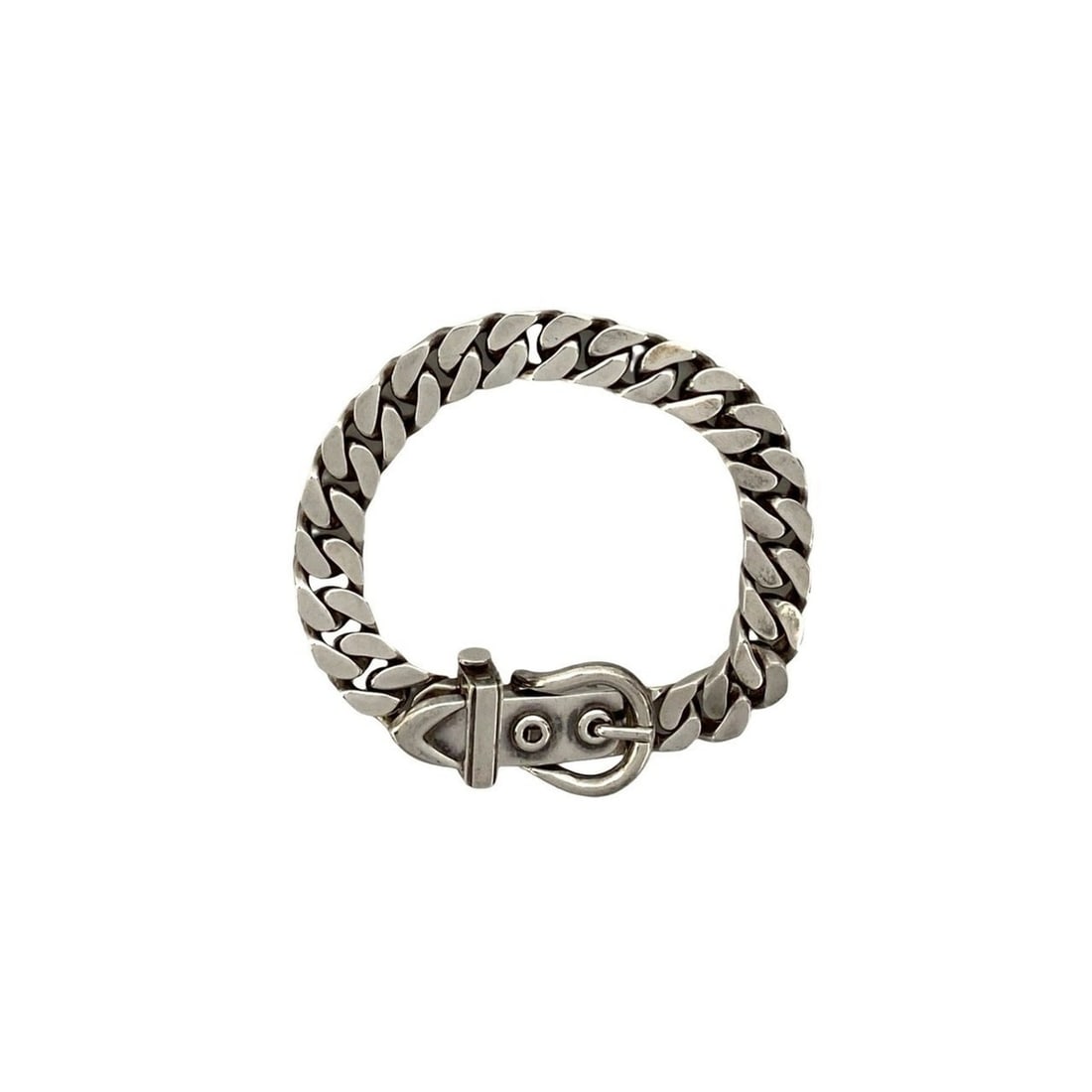 HERMES Boucle Cellier Silver 925 Chain Bracelet Bangle 2353e