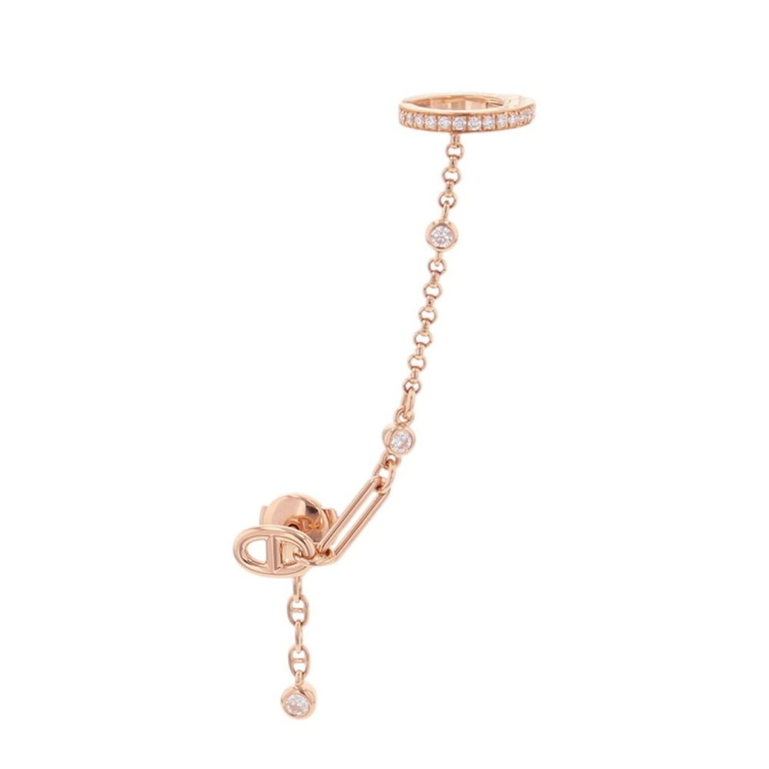 Hermès Single Ear Cuff (Left Ear) Chaine d'Ancre Chaos Diamond 0.1ct 18KPG HERMES Earrings: --- Catalog ---Category: SizeWeight: 4.6g / 0.16oz.Category: DesignType: EarcuffStone: DiamondGender: WomenMaterial: Pink gold (18K)Weight (ct.): 0.1Category: GeneralLine: KaraBrand: HermesCountry of 