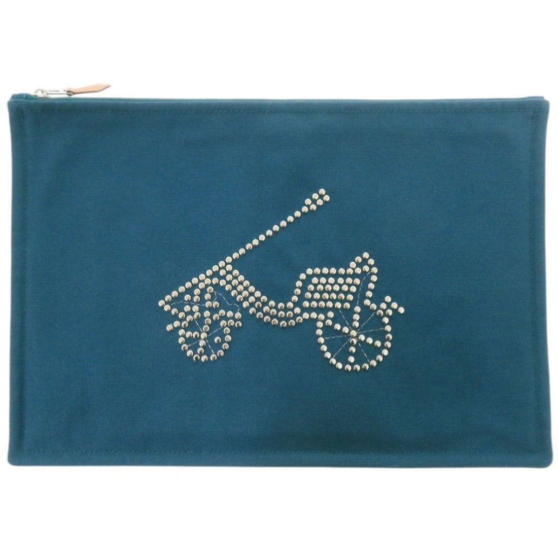 Like new Hermès Petit Duc Flat Pouch GM Cotton Blue 1233HERMES