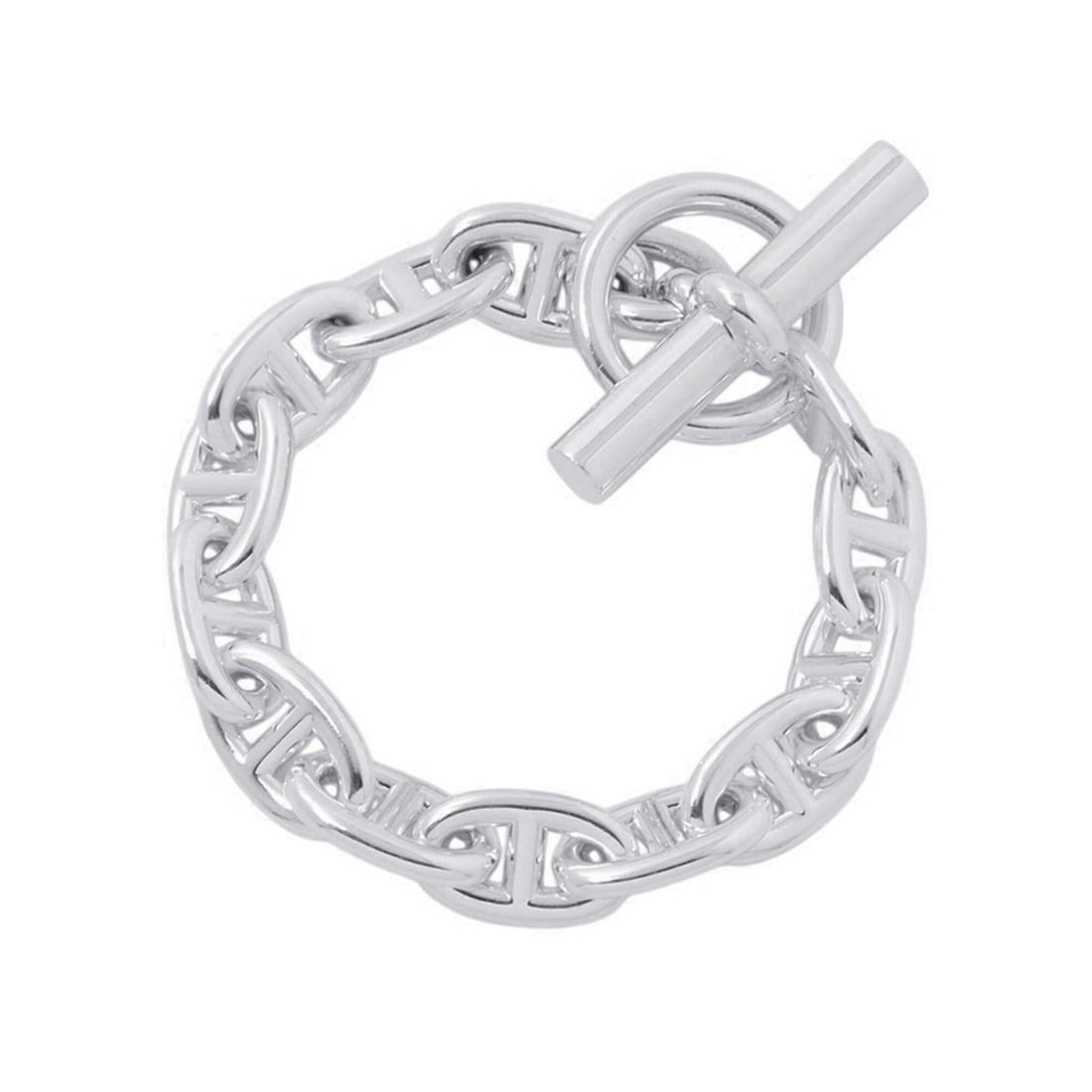 Hermes Chaine d'Ancre MM Bracelet, 13 links, SV925 Silver. (HERMES d'Ancre): --- Catalog ---Category: SizeLength: 18.5cm / 7.28''Category: DesignType: Charm braceletColor: SilverGender: WomenMaterial: Silver 925Category: GeneralBrand: HermesCountry of Origin: France--- Item