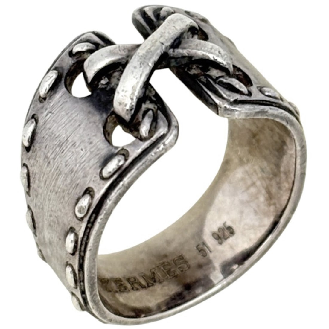 Hermes HERMES Ring Mexico Approx. Sterling Silver 925 Women's: --- Catalog ---Category: SizeJP Size: 8US Size: 4.5Category: DesignType: Band ringColor: SilverGender: WomenMaterial: Silver 925Category: GeneralBrand: Hermes--- Item List ---Section: