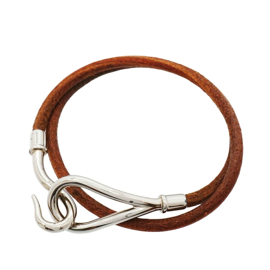 Hermes Jumbo Hook Bracelet, Metal and Leather, Silver Brown, Women's: --- Catalog ---Category: SizeLength: 17cm / 6.69''Category: DesignType: Charm braceletColor: Brown, SilverGender: WomenMaterial: Leather, MetalCategory: GeneralBrand: Hermes--- Item List ---Section: C