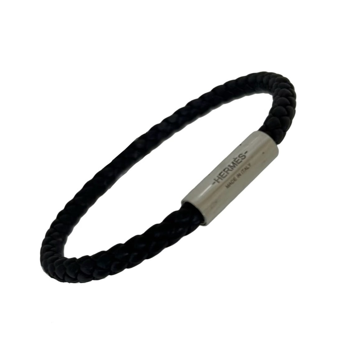 HERMES Goliath Braided Leather Bracelet, Genuine Leather, Black, o6001: --- Catalog ---Category: SizeLength: 17.5cm / 6.88''Category: DesignType: Charm braceletColor: BlackGender: WomenMaterial: LeatherCategory: GeneralBrand: Hermes--- Item List ---Section: