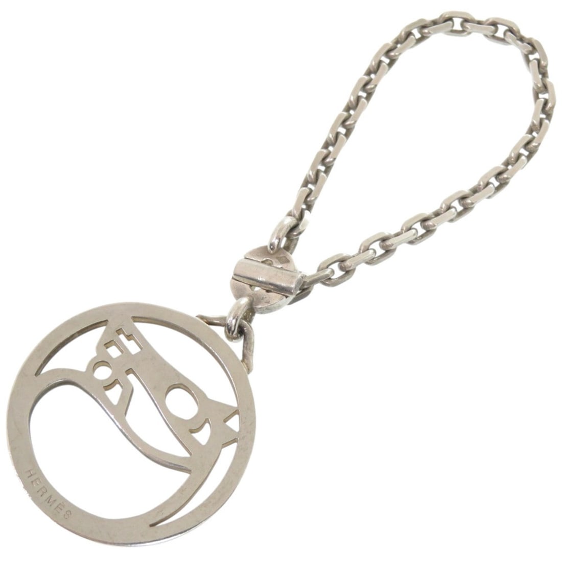 Hermes Cheval Horse Charm Keychain Metal Silver 0910HERMES: --- Catalog ---Category: SizeSize (HxWxD): 3cm x 3cm x 3.00mm / 1.18'' x 1.18'' x 0.11''Category: DesignType: KeyringColor: SilverGender: Women,MenMaterial: MetalCategory: GeneralBrand: Hermes--- Item