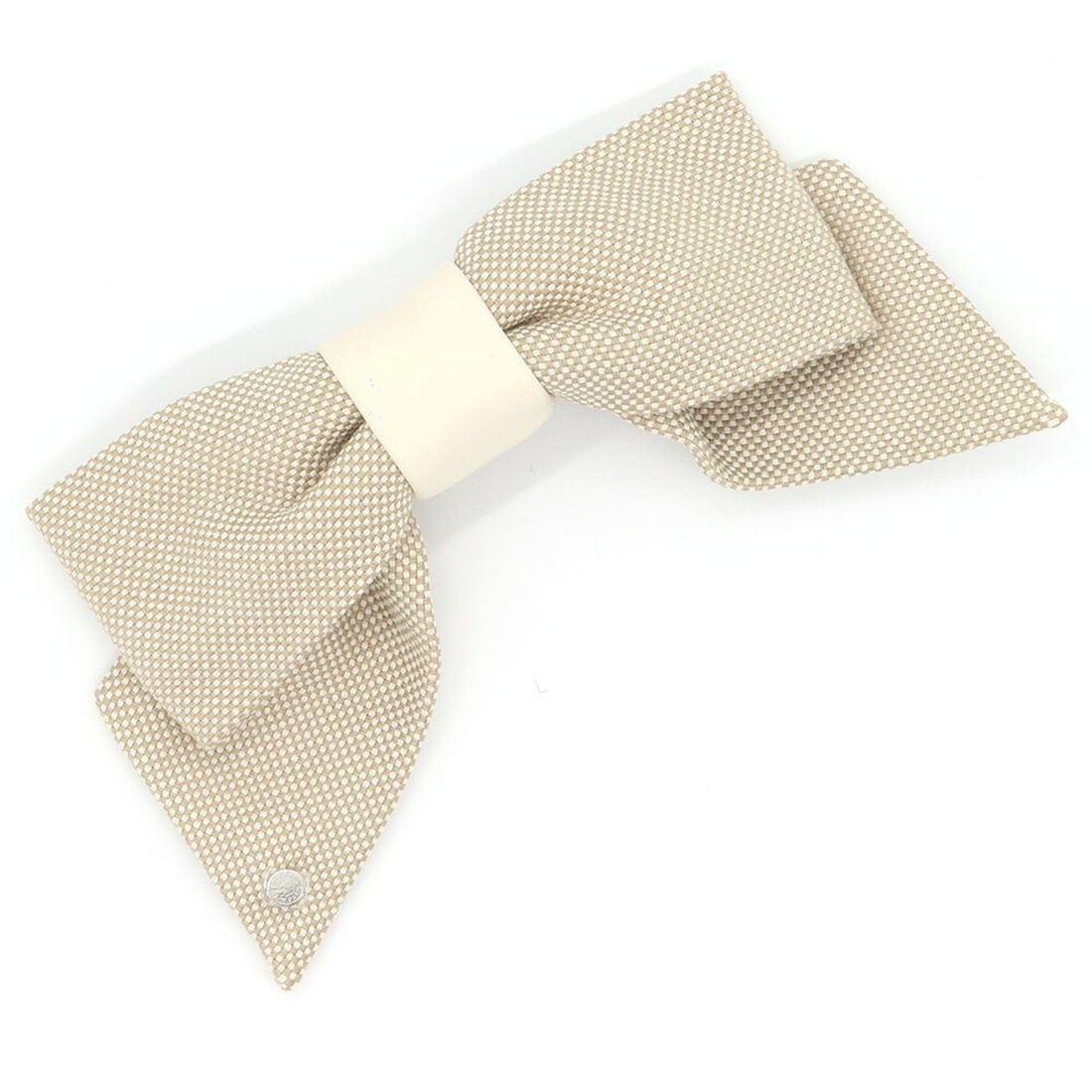Hermes Barrette Grenelle Plain Air PM Canvas Lamb Leather Desert Nata Hair Ribbon for Women HERMES