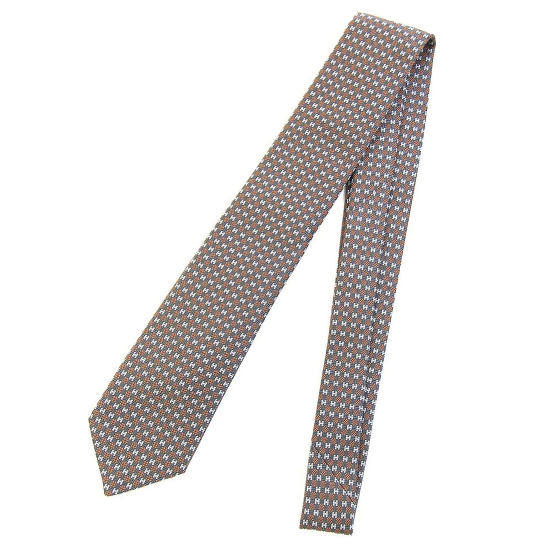 Hermes tie, gray and orange, 100% silk, H, men's.: --- Catalog ---Category: SizeTotal Length: 146cm / 57.48''Category: DesignType: CravatColor: Gray, OrangeGender: MenMaterial: Silk Category: GeneralBrand: HermesCountry of Origin: France--- Item List
