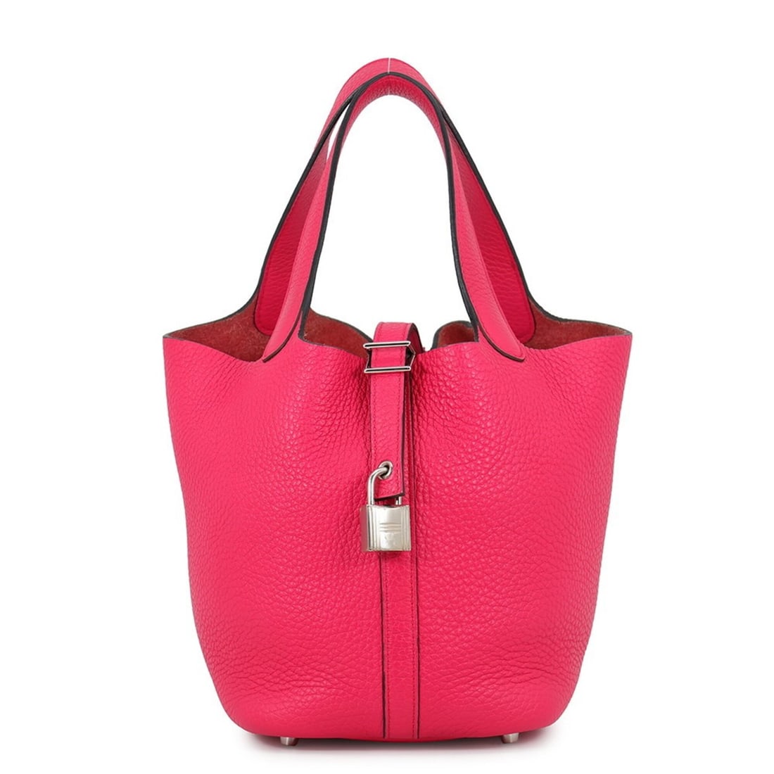 Hermes Picotin Lock PM Handbag, Rose Extreme, Taurillon Clemence Leather, A Stamp. HERMES Lock,