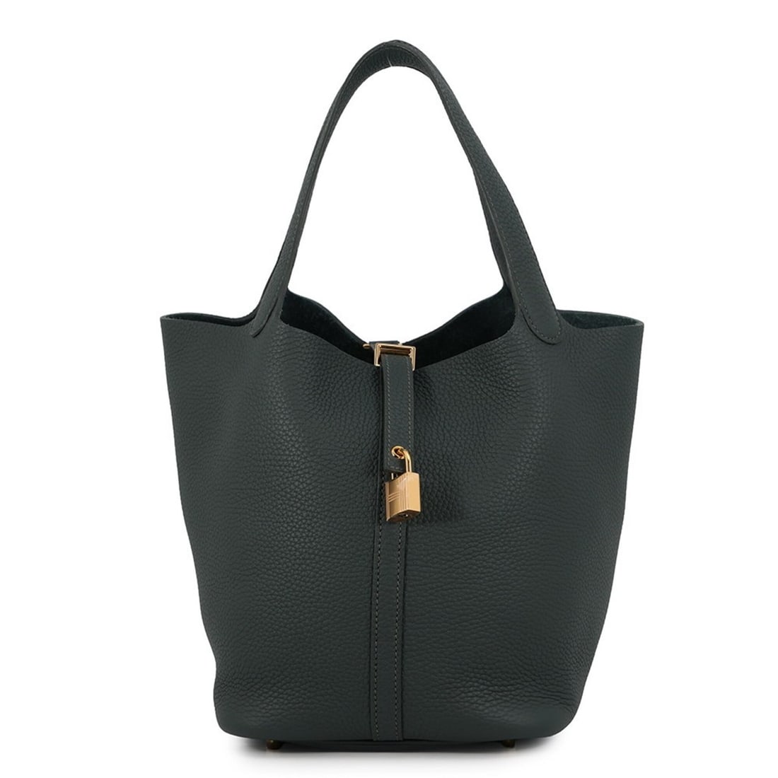 Hermes Picotin Lock MM Handbag, Vert Mangrove, Taurillon Clemence Leather, K Stamp, HERMES Tote Bag,