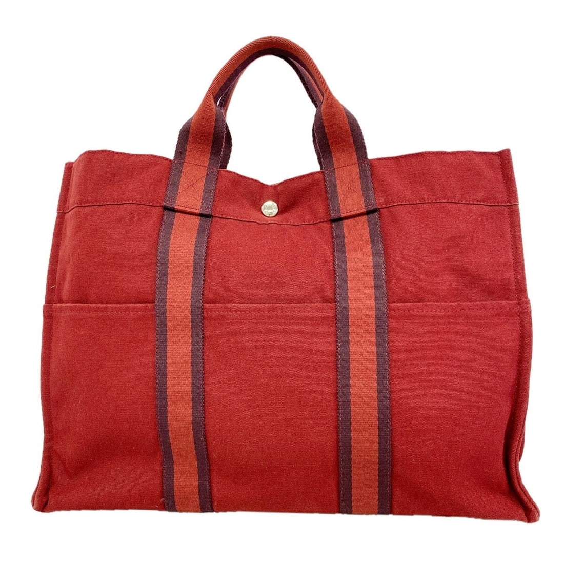 Hermes Fourre-Tout MM Canvas Tote Bag, Red, for Men and Women: --- Catalog ---Category: SizeSize (HxWxD): 32cm x 43cm x 10cm / 12.59'' x 16.92'' x 3.93''Category: DesignType: Tote bagColor: Red colorGender: Men,WomenMaterial: Canvas Hardware Color: